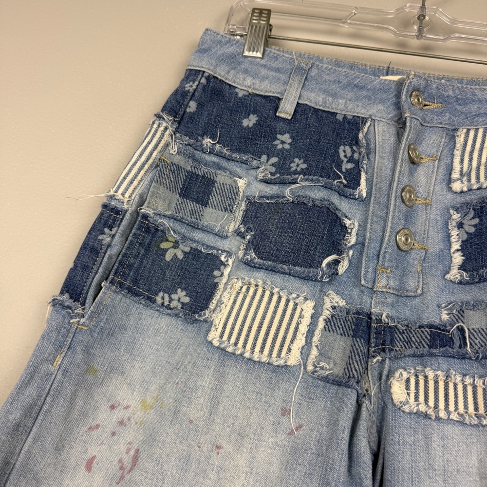Free People Azalea Patchwork Paint Splatter Distressed Jeans - Picture 6 of 8